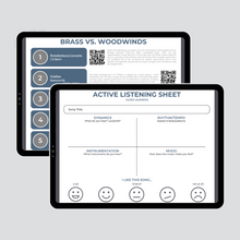 Load image into Gallery viewer, sample calendar and activity pages from monthly listening calendar