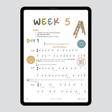 Load image into Gallery viewer, preview of week 5 day 1 of step into strings beginner violin course as shown on an ipad