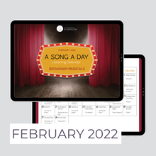 Load image into Gallery viewer, February Broadway Musicals monthly musical listening calendar for young children and families