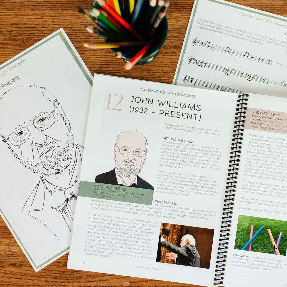 sample lesson page from a lesson about John Williams in music education curriculum titled 