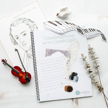 Load image into Gallery viewer, My Homegrown Symphony Music Appreciation Digital Bundle features 1-2 years worth of music curriculum for kids ages 4-12 including Conversations with Composers digital curriculum