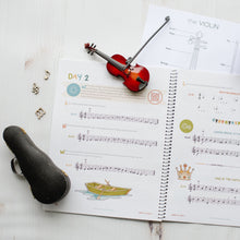 Load image into Gallery viewer, inside pages of step into strings a 6 week beginner violin course