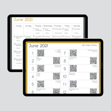 Load image into Gallery viewer, ipad screen displaying a monthly listening calendar from My Homegrown Symphony