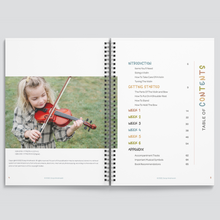 Load image into Gallery viewer, table of contents pages of step into strings a 6 week beginner violin course