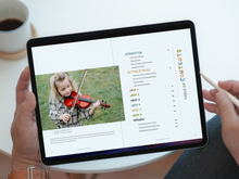 Load image into Gallery viewer, table of contents pages from step into strings beginner violin course as shown on an ipad