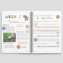 Load image into Gallery viewer, week one day one pages of step into strings a 6 week beginner violin course