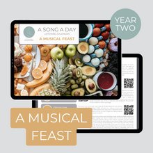Load image into Gallery viewer, Cover and sample page of A Musical Feast a monthly listening calendar
