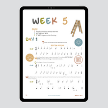 Load image into Gallery viewer, preview of week 5 day 1 of step into strings beginner violin course as shown on an ipad
