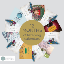Load image into Gallery viewer, My Homegrown Symphony Music Appreciation Digital Bundle features 1-2 years worth of music curriculum for kids ages 4-12 including 12 months of listening calendars
