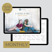 Load image into Gallery viewer, monthly music listening calendar for young children and families
