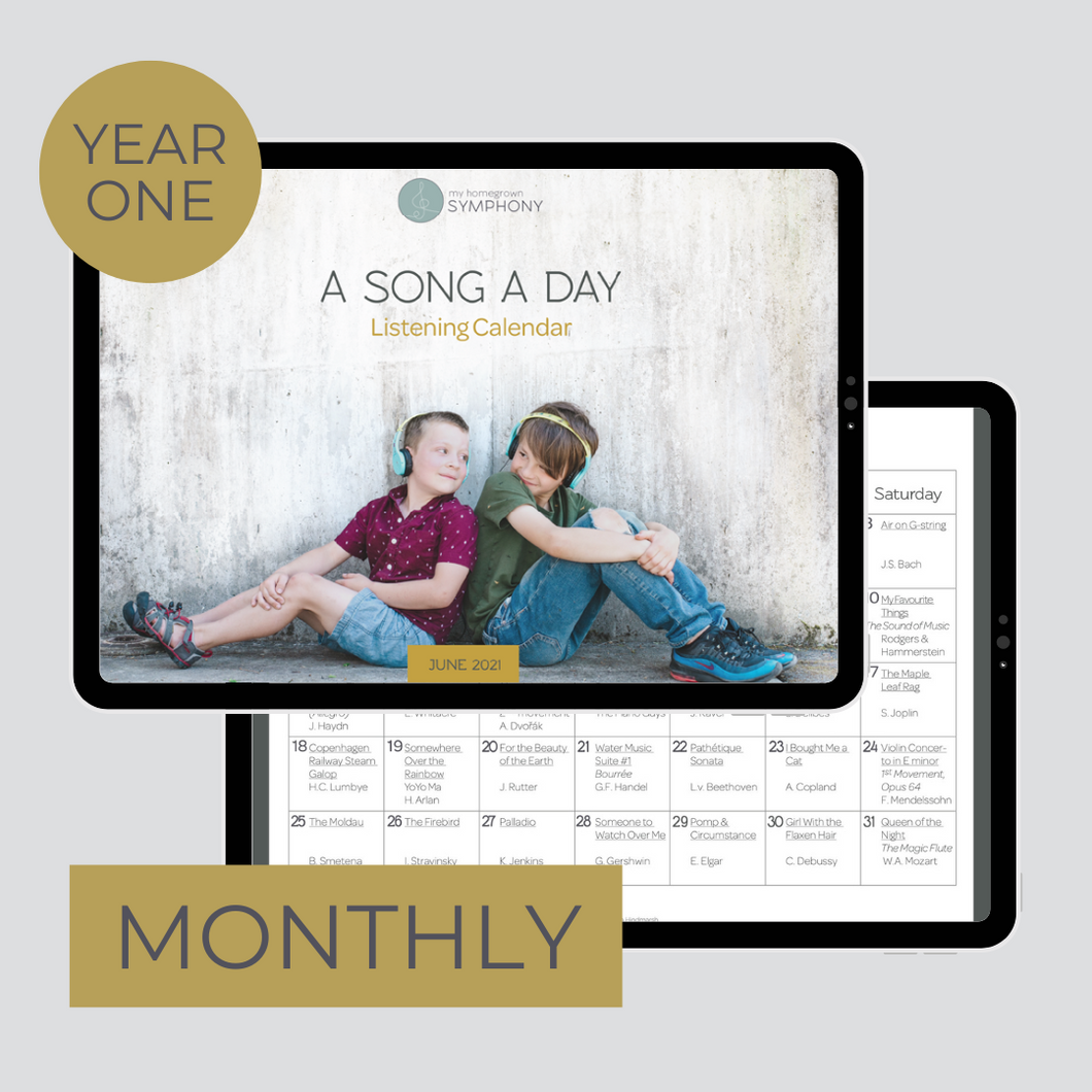 monthly music listening calendar for young children and families