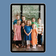 Load image into Gallery viewer, Step Into Singing Digital Copy Cover displayed on an Ipad on a blue background
