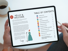 Load image into Gallery viewer, Step Into Singing Digital Copy welcome and table of contents displayed on an ipad held in hands
